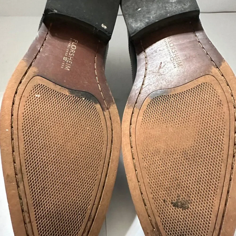 Flosheim Mens Black Leather Dress Shoes size 9 D